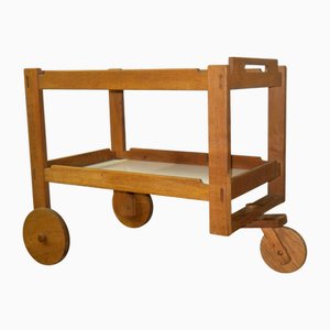 Mid-Century Modern Scandinavian Bar Cart in Oak, 1950s