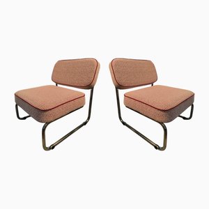 Vintage Steel Lounge Chairs with Fabric, 1970s, Set of 2