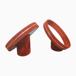 Espejo de tocador italiano Mid-Century era espacial de Poltrona Frau, años 50. Juego de 2