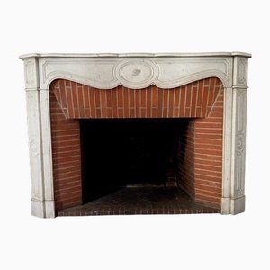 Louis XV Style Pompadour Fireplace in White Carrara Marble
