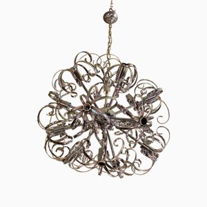 Vintage Sputnik Steel Chandelier, 1970s