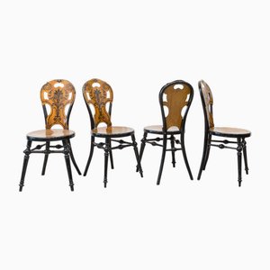 Antike österreichische Holzstühle, 1890er, 4er Set