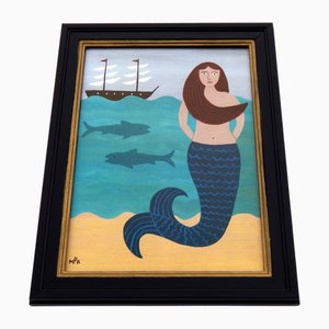 Matt Rix, Naive Style Mermaid, Print, Framed