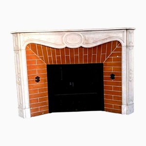 Louis XV Style Pompadour Fireplace in White Carrara Marble