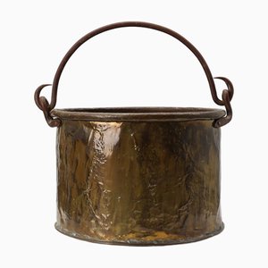 Large Antique 19th Century Hand-Hammered Copper Kettle, France