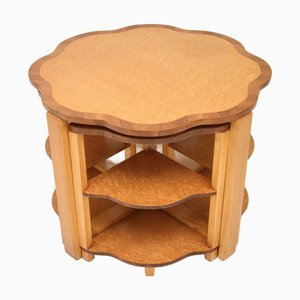 Art Deco Birds Eye Maple Nesting Tables, 1930s, Set of 5