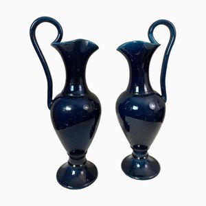 Blaue Keramikkrüge, 1960er, 2er Set