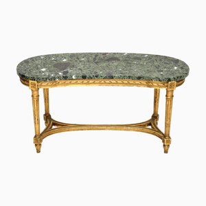 Antique French Gilt Wood Coffee Table with Marble Top, 1890