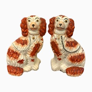 Antique Staffordshire Spaniel Dogs, 1860, Set of 2