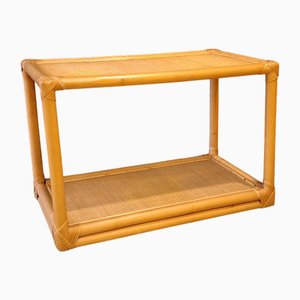 Small Vintage Italian Console Table in Rattan and Bamboo, 1970s