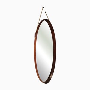 Ovaler Vintage Spiegel aus Teak, 1960er