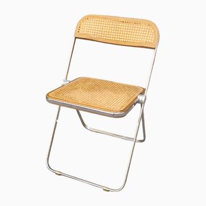 Silla plegable Plia vintage de paja Vienna de Giancarlo Piretti para Anonima Castelli
