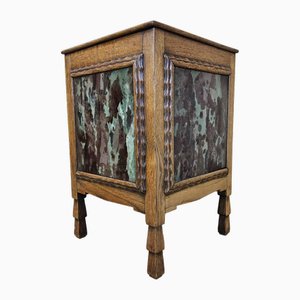 Maceta Art Déco vintage de madera y azulejos de colores, años 20