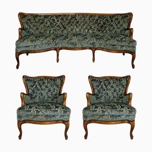 French Chippendale Living Room Set, 2000s, Set of 3
