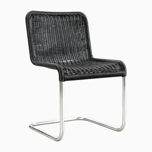 Sedia Cantilever D41 in vimini nero di Marcel Breuer per Tecta