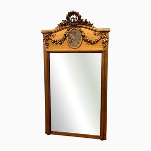Louis XVI Style Mirror in Wood and Gilded Stucco