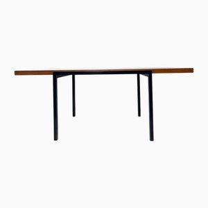 Mesa de centro vintage de teca y metal de Eduard Ludwig para Lotos Werkkunst, años 50