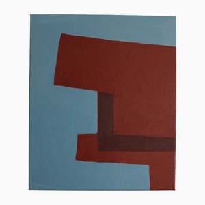 Bodasca, Structure en Bleu et Rouge, 2025, Acrylique sur Toile