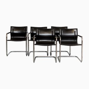 MG15 Cantilever Chairs in Leather by Matteo Grassi, 1980s, Set of 5