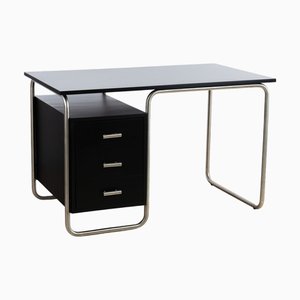 Vintage Bauhaus-Style Black Lacquered Desk, 1960s