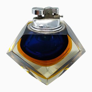 Vintage Blue Table Lighter in Murano Sommerso Glass by Flavio Poli for Seguso, 1960s