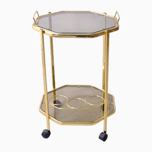 Bar Trolley with Removable Smoked Glass Tray for Metal Bottles, 1970s