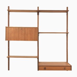 Two-Strip Teak Wall Shelf from PS System, 1960s, Set of 9