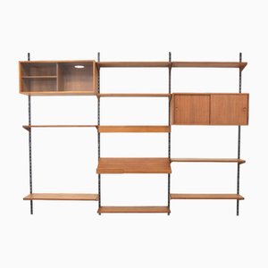 Three-Strip Teak Shelving System by Kai Kristiansen for FM Møbler, 1960s, Set of 16