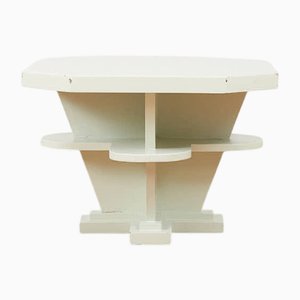 Art Deco Side Table in Wood with Compartments and Shelves