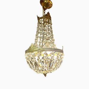 Vintage Chandelier in Glass and Metal, 1930s