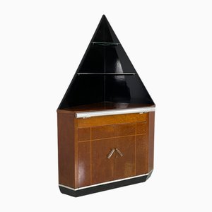 Italian Art Deco Briarwood Bar Cabinet with Shelves, 1930s