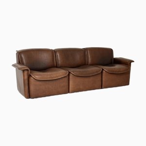 Vintage Leather DS 12 Sofa attributed to de Sede, 1960s, Set of 3