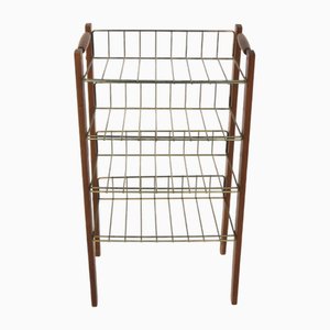 Scandinavian Magazine Rack in Beech and Metal, 1960