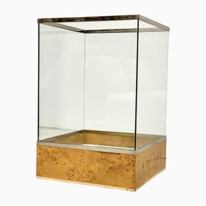 Lampada da terra in radica e cristallo trasparente, 1970