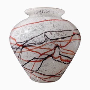 Art Deco Red and Black Foam Glass Vase by Johann Loetz Witwe for Loetz Glass, Klostermühle, Germany, 1930s