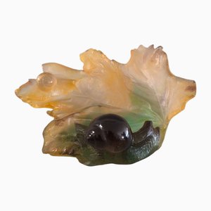 Pâte de Verre Snail Shell Bowl from Daum, France, 1980s