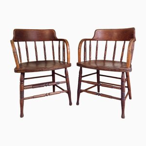 Antique English Captain's Chairs, 1890s, Set of 2
