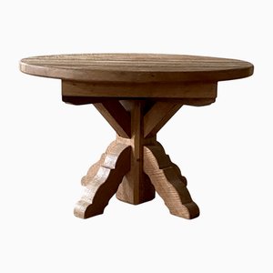 Brutalist Handcrafted Dining Table in Oak, Belgium, 1970s