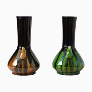 Vasi Awaji Ware Drip Glaze, Giappone, metà XIX secolo, set di 2