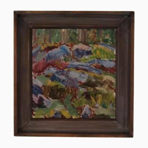 Hugo Öfverström, Composizione astratta, anni '60, Olio su tavola, con cornice