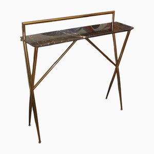 Small Console Table in Brass and Marble, Italy, 1950s