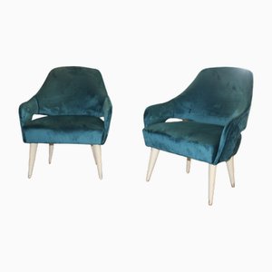 Butacas de terciopelo verde de Vittorio Dassi, Italia, años 50. Juego de 2