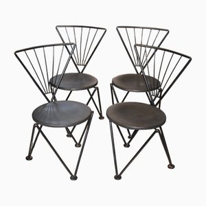 Sedie in metallo nero di J. Hoffmann per Bonaldo, anni '80, set di 4