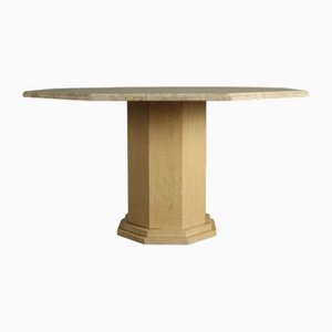 Octagonal Travertine Dining Table, Italy, 1970s