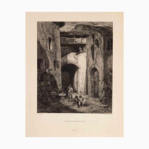 Alfred-Louis Brunet-Debaines, Intérieur de Cour en Italie, Etching, 1863