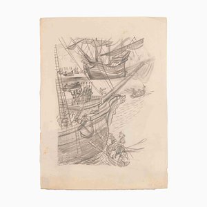 Maximilien Vox, navi e marinai, disegno, metà del XX secolo