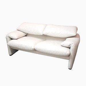 Canapé 2 Places Maralunga en Cuir par Vico Magistretti pour Cassina, 1988