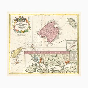 Les Baléares avec une carte graphique en médaillon de Mahon Harbour