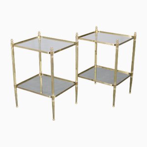 Italienische Beistelltische aus Messing & Glas, 1970er, 2er Set