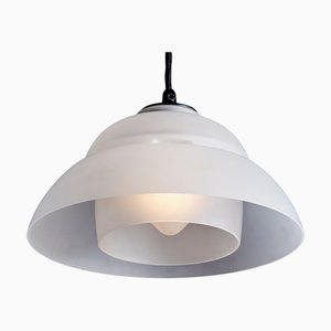 Lampada a sospensione vintage in vetro smerigliato, anni '30